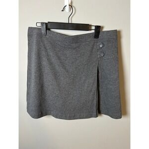 Lands End Girls Gray Cotton Jersey Knit Skort Sz 14 School Uniform Button Front